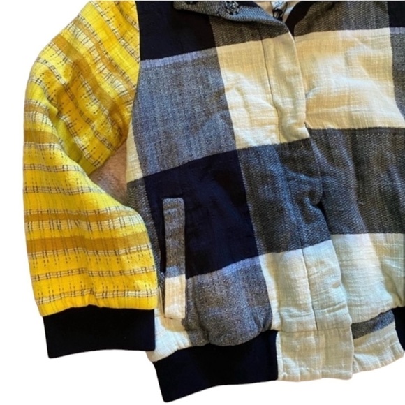 ACE & JIG DOMINO BLACK WHITE YELLOW CHECK BOMBER JACKET XS - Picture 7 of 16